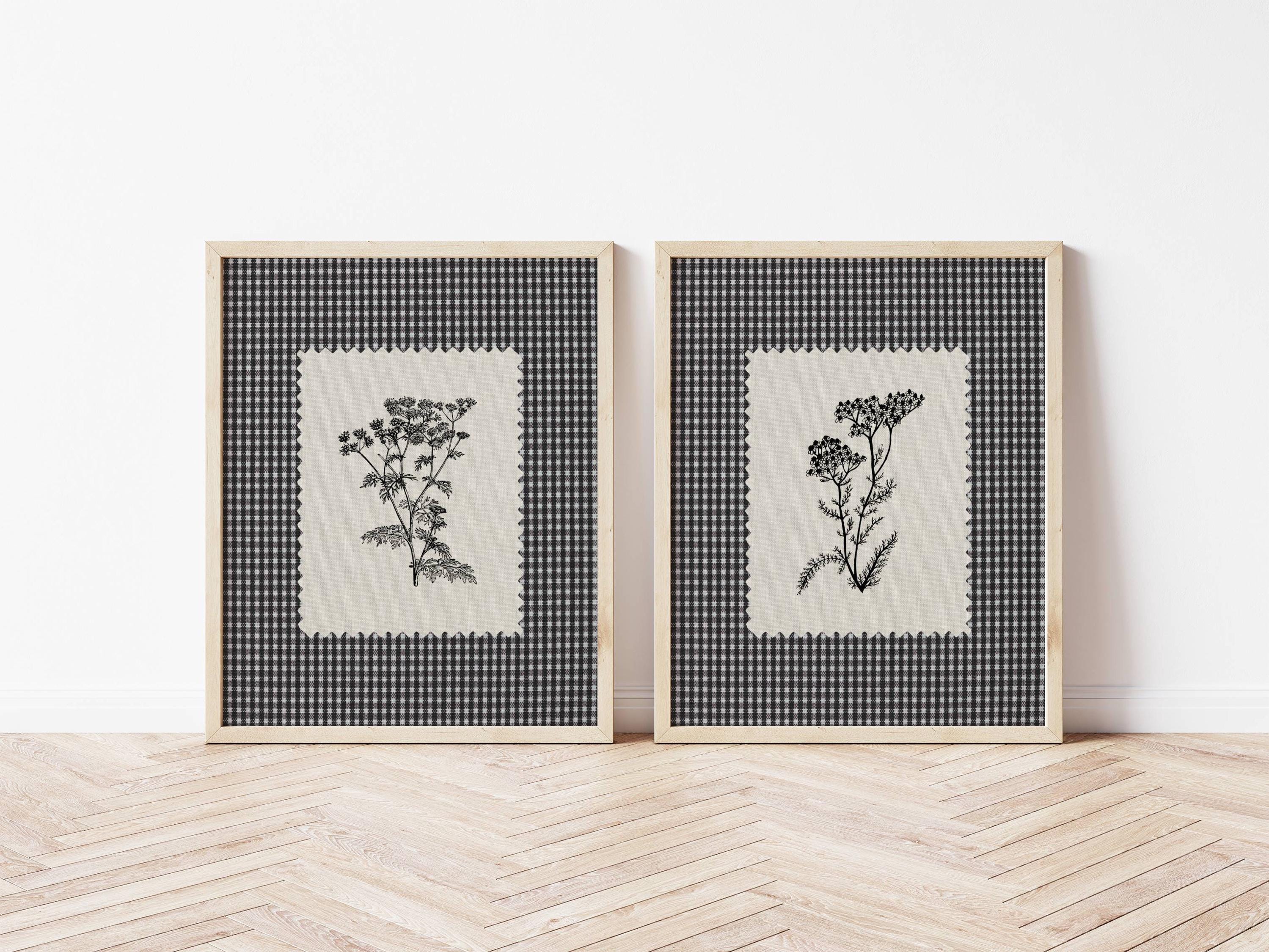Vintage Botanical Wall Art Set of 2 Black and White Floral Prints ...