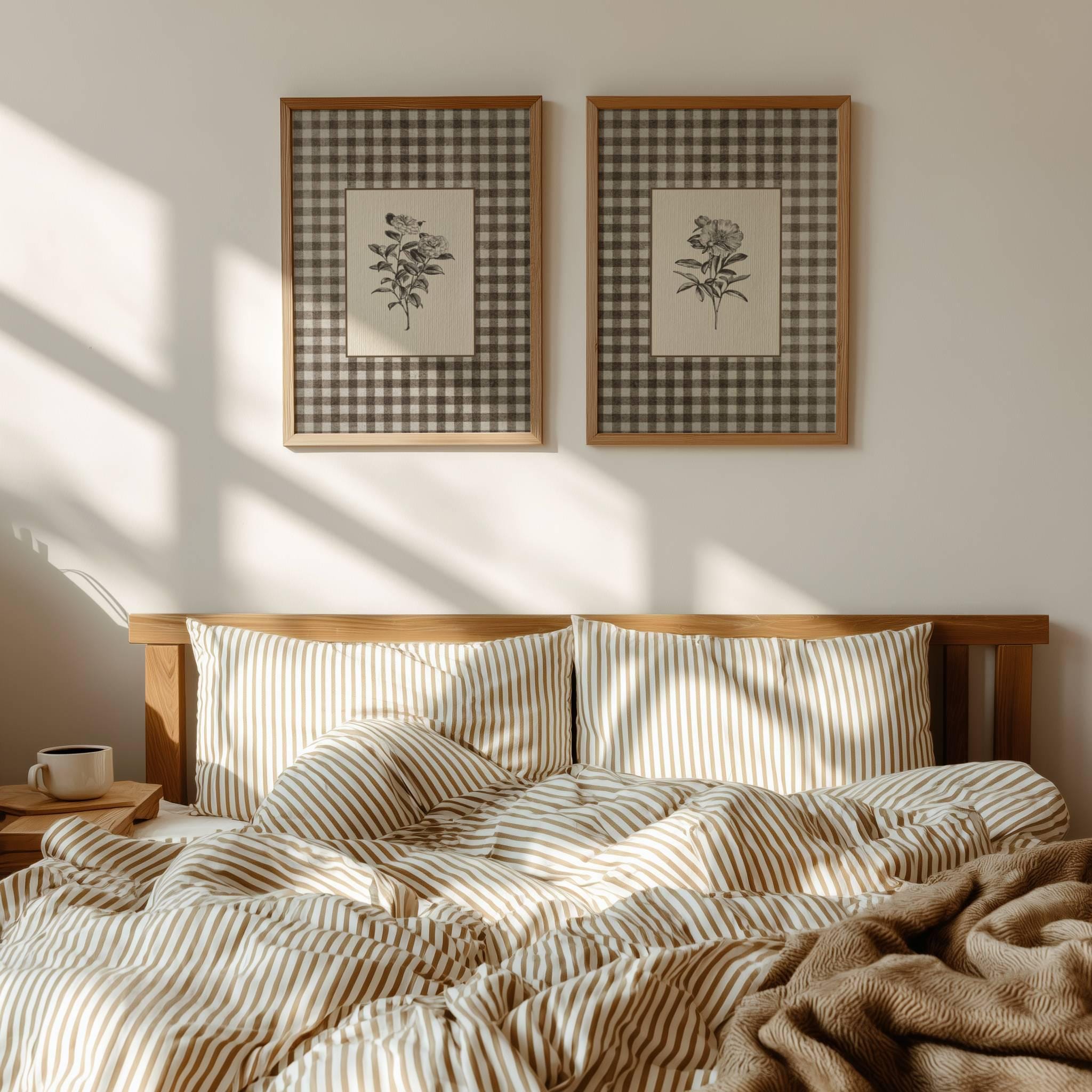 Vintage Botanical Wall Art Set of 2 Rustic Farmhouse Floral Prints ...