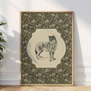 Impressão de lobo vintage, decoração de animais, pôster de lobo, presente de vida selvagem, arte de parede vintage, pintura de lobo, arte de parede imprimível