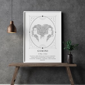 GEMINI Zodiac Print DIGITAL DOWNLOAD | Gemini Printable, Gemini poster, Gemini print, Gemini printable wall art, Gemini zodiac poster
