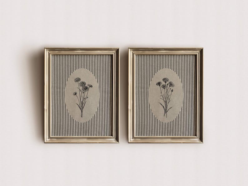 Enchanting Vintage Botanical Print
Neutral French Country Floral Art
Antique Flower Illustration Set
Striped Background Botanical Decor
Farmhouse Floral Wall Printable