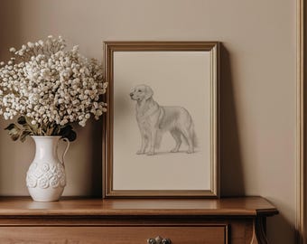 Golden Retriever Drawing Digital Download Wall Art Print Decor Bedroom Wall Nursery Decoration Animal Lover Gift Idea Pet Portrait Sleeping
