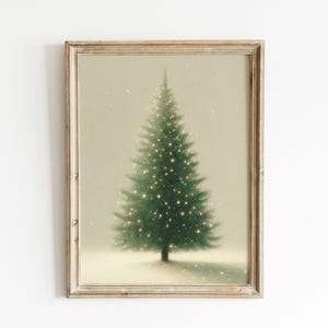 Vintage Style Christmas Tree Print Christmas Tree Wall Art Winter Art Print Holiday Wall Art Vintage Christmas Tree painting Rustic Decor