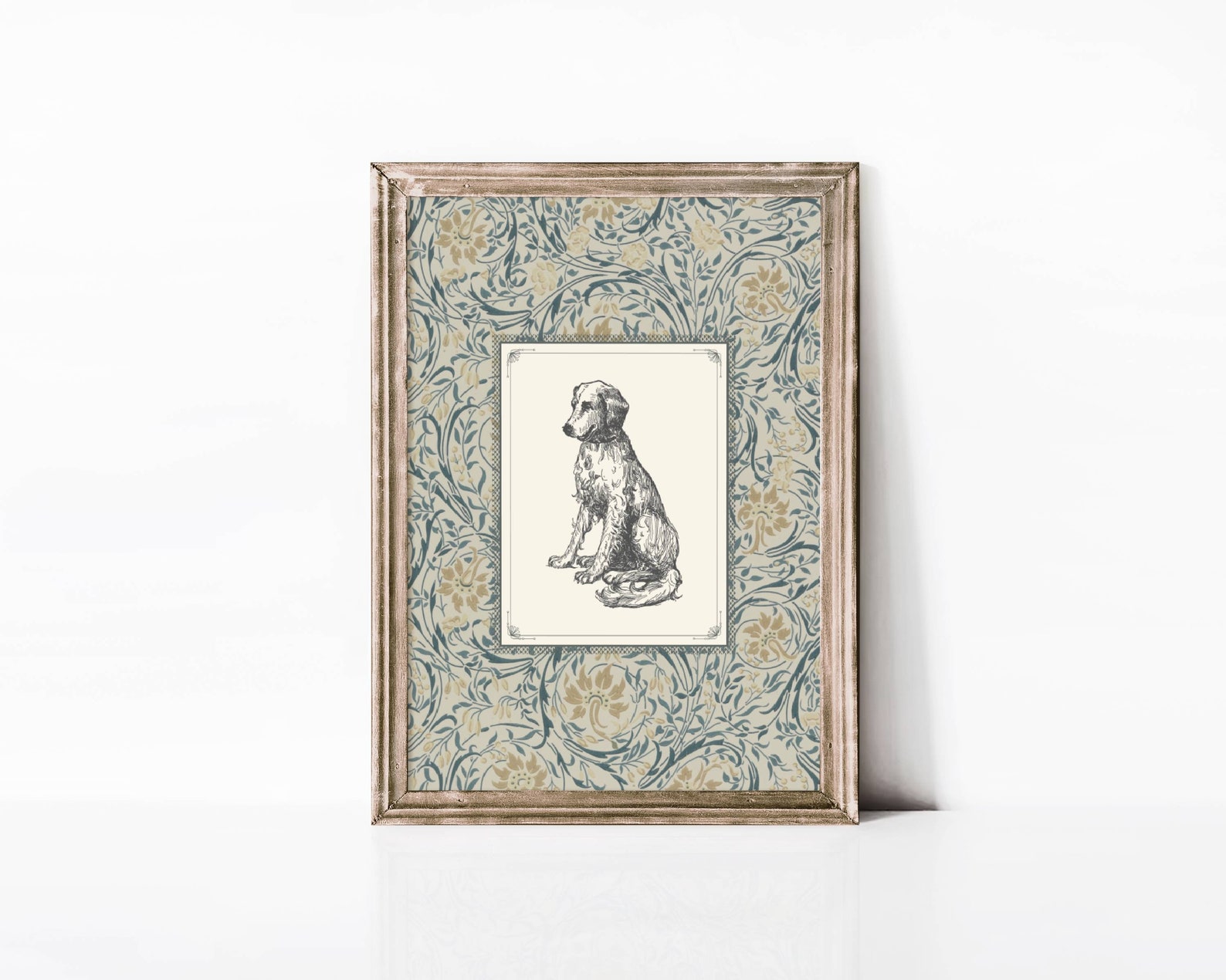 Vintage Dog Print Nursery Decor Floral Vintage Floral Wall Art Antique ...