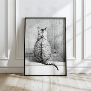 Vintage Cat Print Nursery Decor Floral Vintage Floral Cute Cat Wall Art Antique Cat Art Sketch Nursery Art Animal Printable Wall Decor