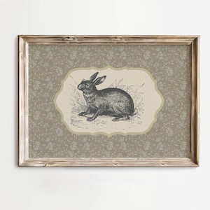 Vintage Rabbit Sketch Print Vintage Neutral Bunny Wall Art Country Farmhouse Decor Cute Antique Animal Sketch Nursery Wall Art PRINTABLE ART