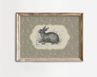 Vintage Rabbit Sketch Print Vintage Neutral Bunny Wall Art Country Farmhouse Decor Cute Antique Animal Sketch Nursery Wall Art PRINTABLE ART