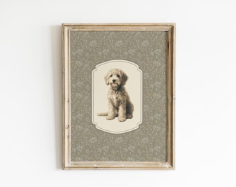 Vintage Style Dog Print Nursery Decor Labradoodle Vintage Style Dog Wall Art Antique Dog Art Sketch Art Animal Printable Wall Decor