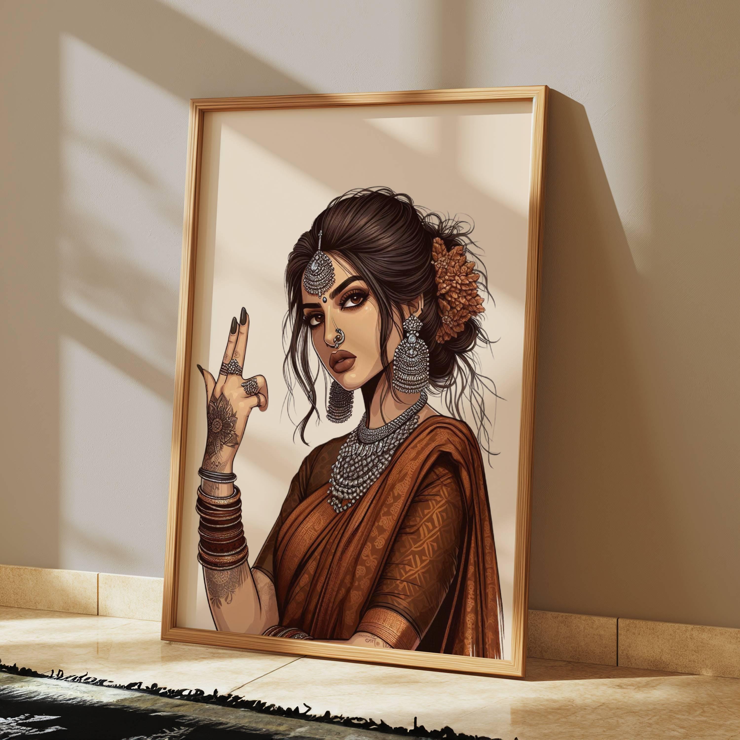 インドの女性アート デシの女性アート 文化アート スニーカーを履いた