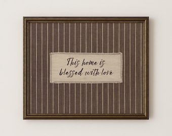 Blessed Home Wall Art Printable Hand Written Rustic Brown Farmhouse Sign Inspirational Quote DIGITAL DOWNLOAD