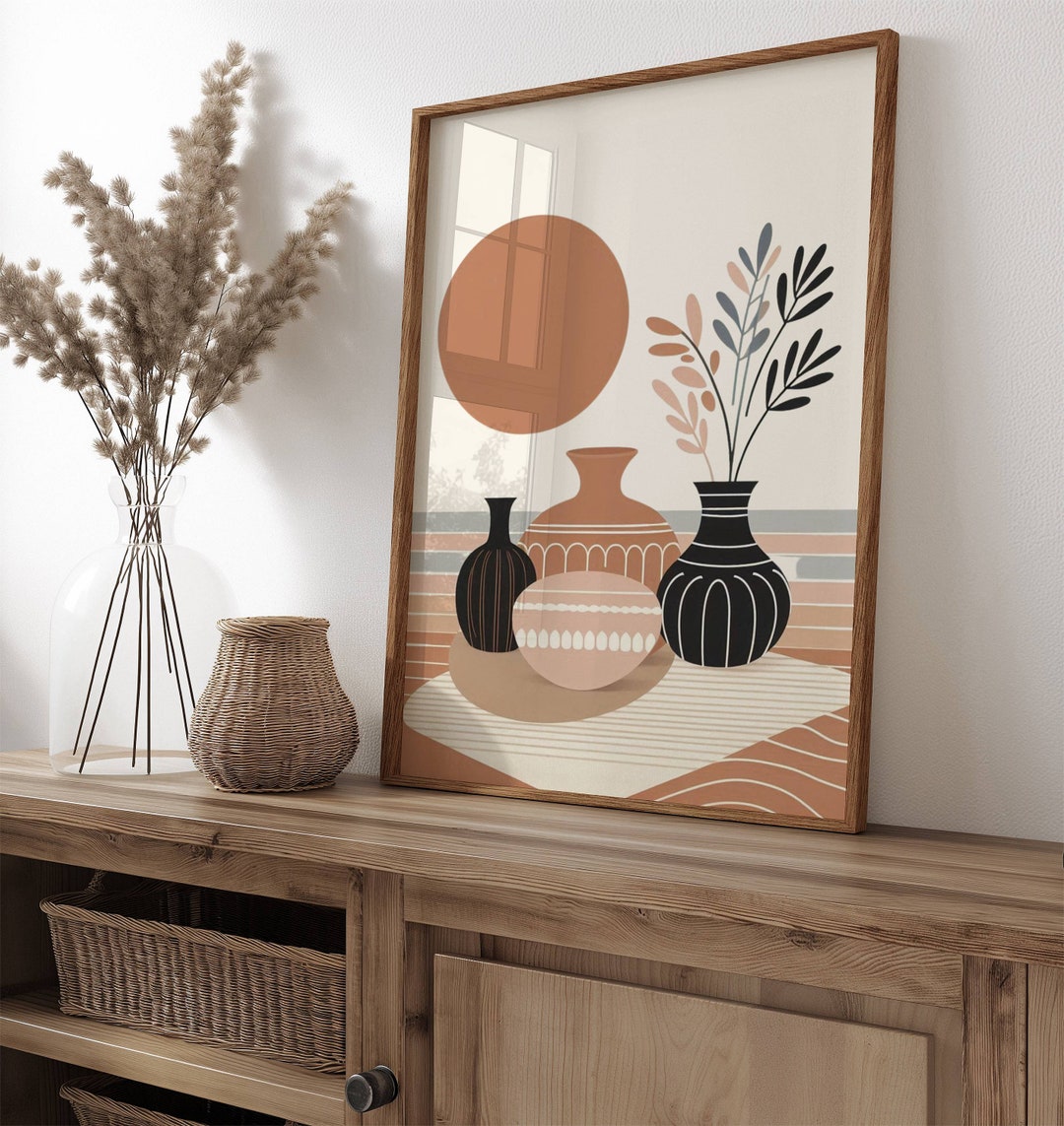 Mid Century Modern Art Terracotta Print Mid Century Boho Wall Art ...