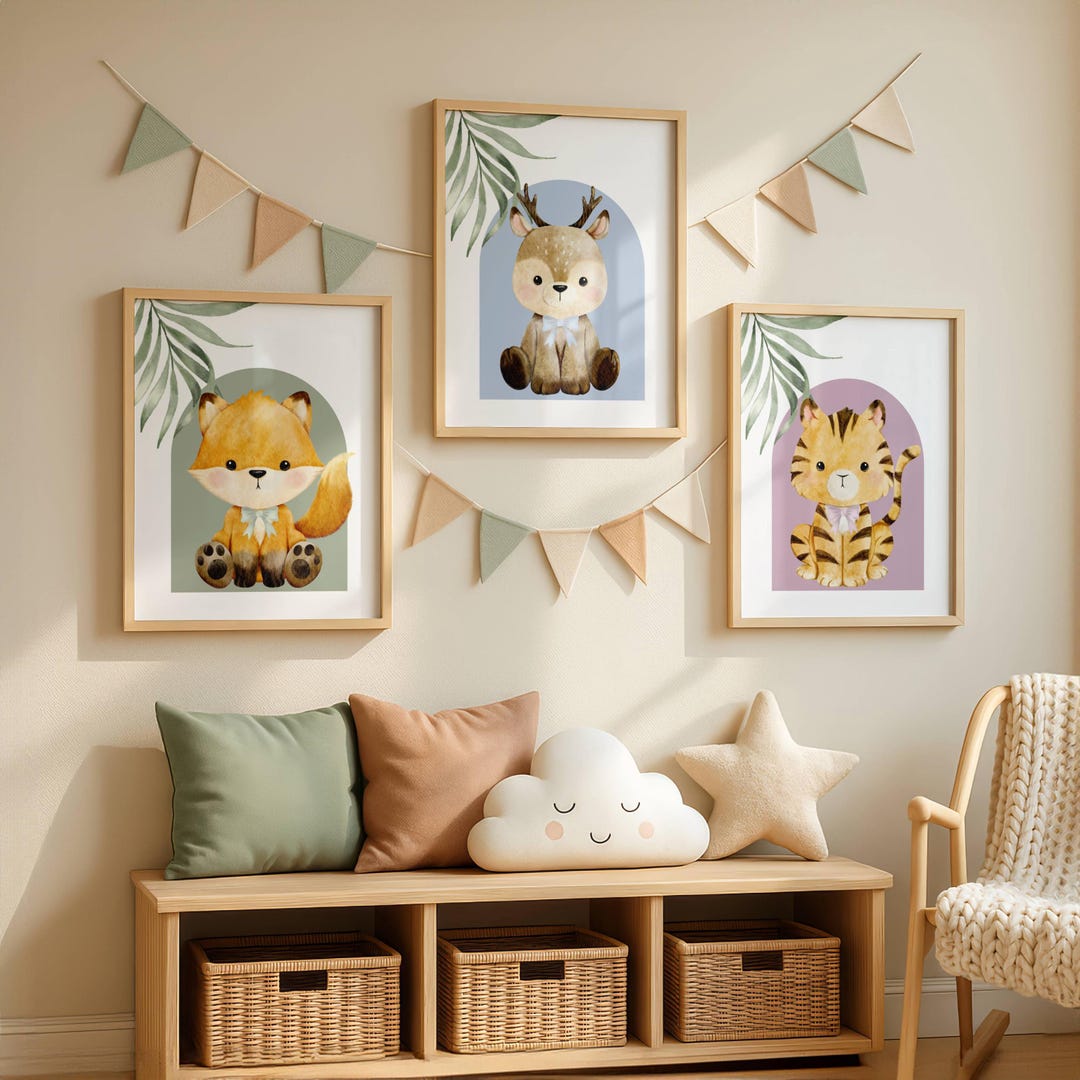 Woodland Nursery Prints Digital Download Wall Art Boho Nursery Forest ...