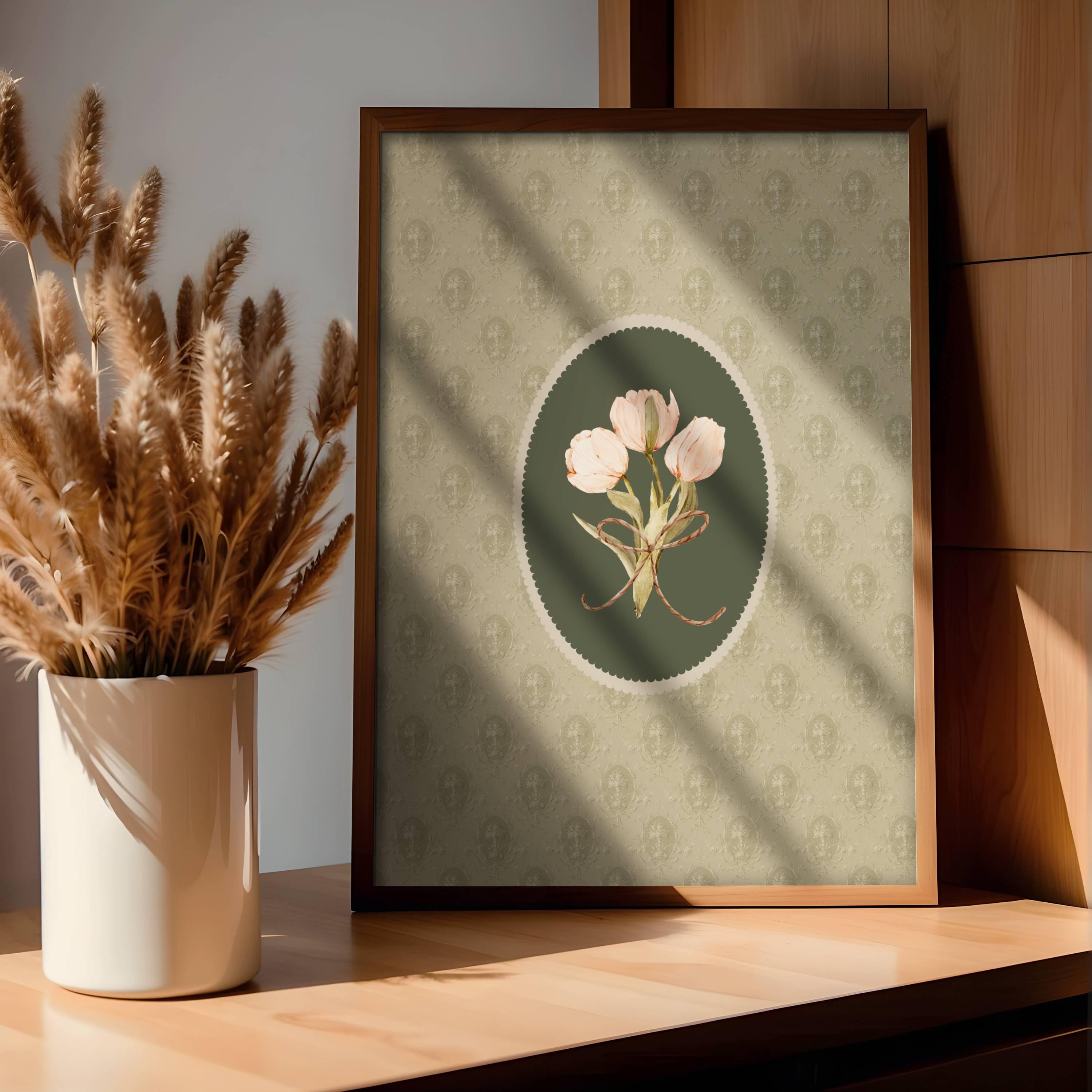 Vintage Tulip Print Floral Wall Art Download for Home Decor Digital ...