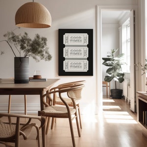 Schwarz Weiße Wand Kunst Good Times Print Trendy schwarze Wand Kunst Schwarze Wohnung Dekor Retro Good Times Ticket Print Good Times Ticket Poster
