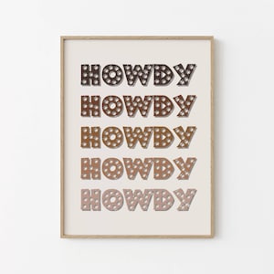 Howdy Print Howdy Brown Print Trendy Wall Art Typography Print Pop Country Western Wall Art Brown Howdy Art Digital Download Howdy Poster
