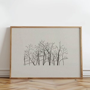Antique Tree Sketch Vintage Wall Art Neutral Farmhouse Kitchen Vintage Sketch Country Tree Digital Download Bedroom Wall Art Print
