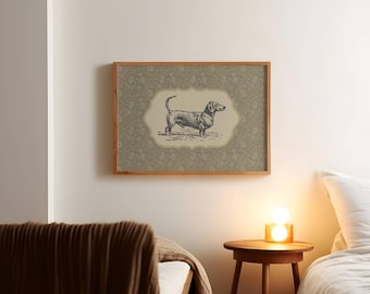 Vintage Dog Print Wiener Dog Wall Art Digital Download Last Minute Gift Dachshund Home Decor Pet Lover Nursery Wall Art Dog Mom Present Art