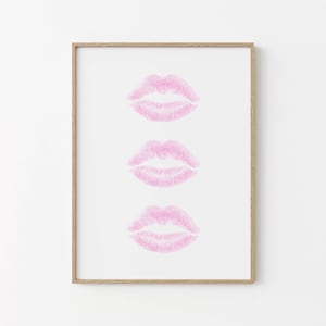 Light Pink Kiss Printable Feminine Poster Modern Wall Art Girly Dorm Decor Minimalistic Lipstick Bedroom Decor Glamour Design Art