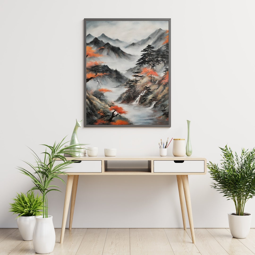 Japanese Landscape Wall Art Japanese Landscape Painting Etsy