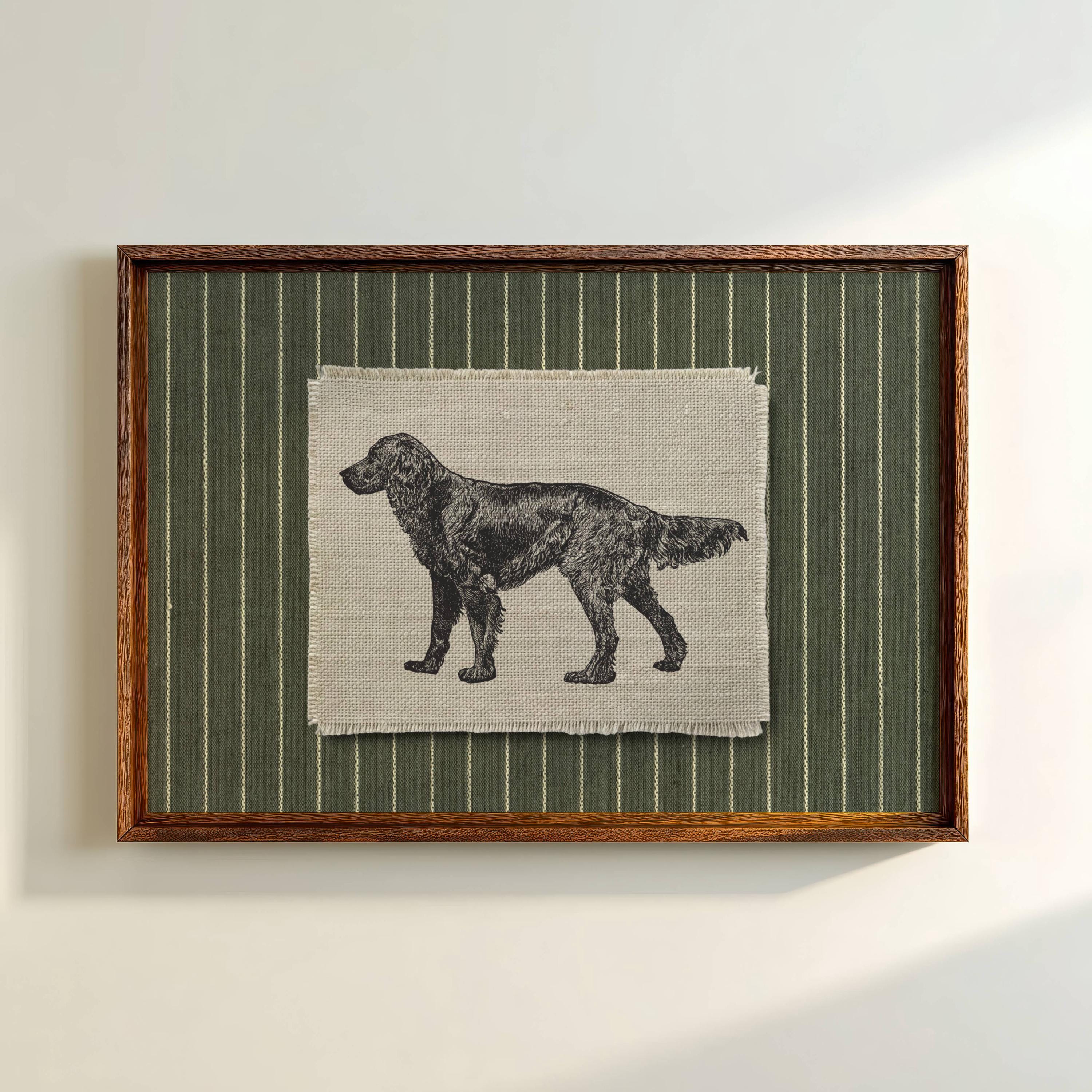 Golden Retriever Art Print Digital Dog Download Wall Sage Green Striped ...