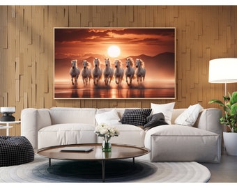 Running Horses Painting Large 7 Running Horses Painting Colourful Animal Wall Art White Horses Digital Download Animal Printable Wall Art