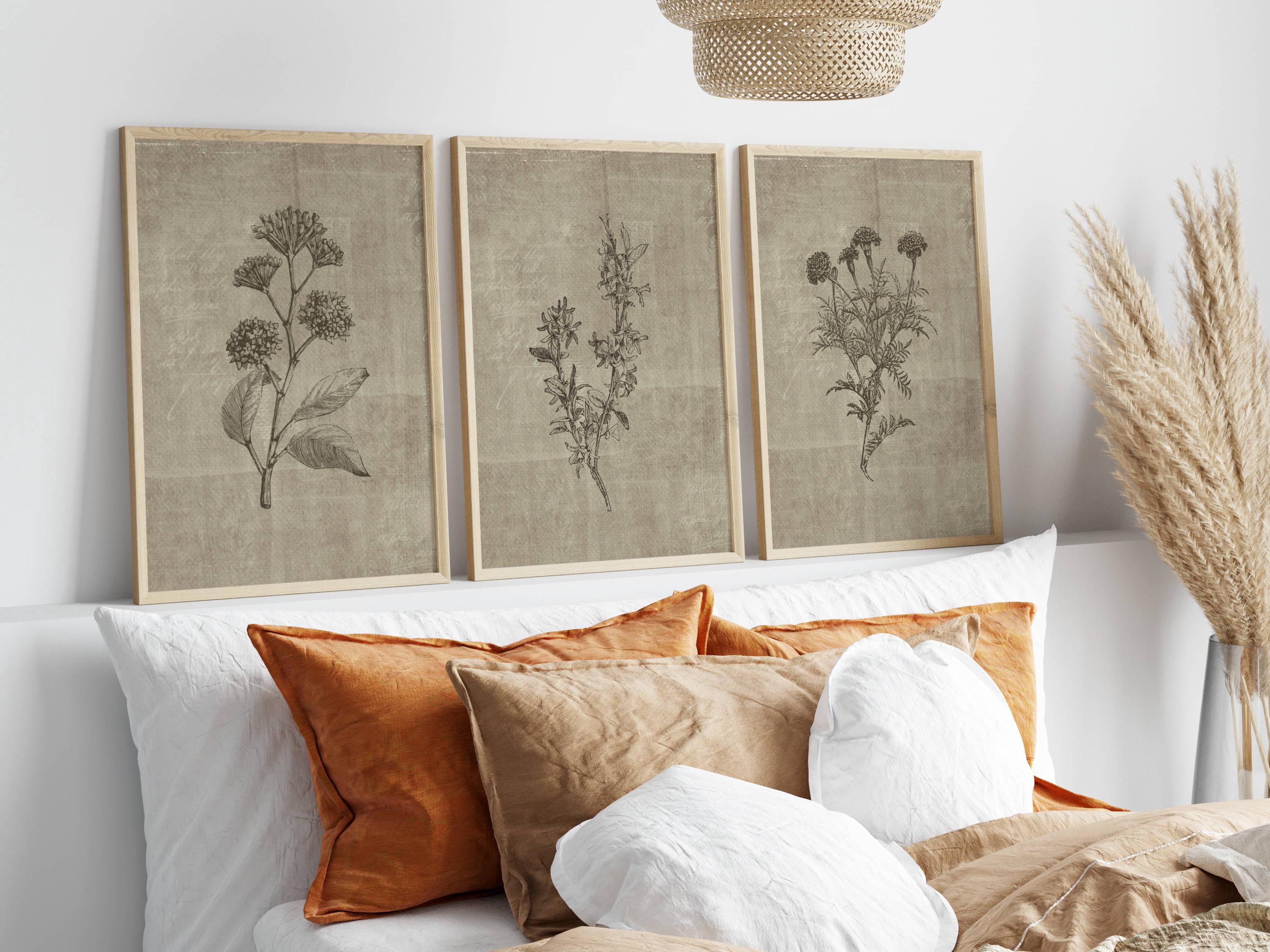 Vintage Botanical Wall Art Print Set of 3 Wall Decor Kitchen Wall Herb ...
