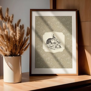 Vintage Rabbit Sketch Print Vintage Neutral Bunny Wall Art Country Farmhouse Decor Cute Antique Animal Sketch Nursery Wall Art PRINTABLE ART