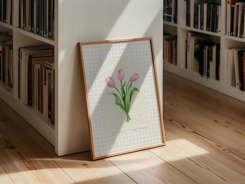 Impressão de ilustração vintage de tulipa, pintura abstrata vintage, arte botânica vintage, arte digital para download, decoração moderna, arte de parede rosa-centáurea. imagem 11