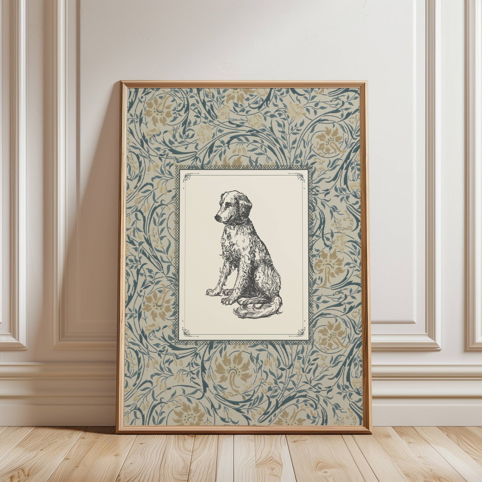 Vintage Dog Print Nursery Decor Floral Vintage Floral Wall Art Antique ...