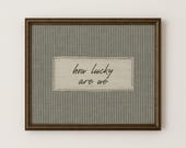 Sage Green Gingham Art DIGITAL PRINTABLE Wall Farmhouse Decor Rustic Home Country Kitchen Cottage Style Script Sentiment Inspirational Lucky