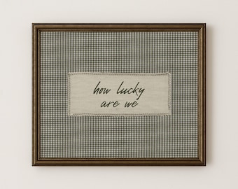 Sage Green Gingham Art DIGITAL PRINTABLE Wall Farmhouse Decor Rustic Home Country Kitchen Cottage Style Script Sentiment Inspirational Lucky