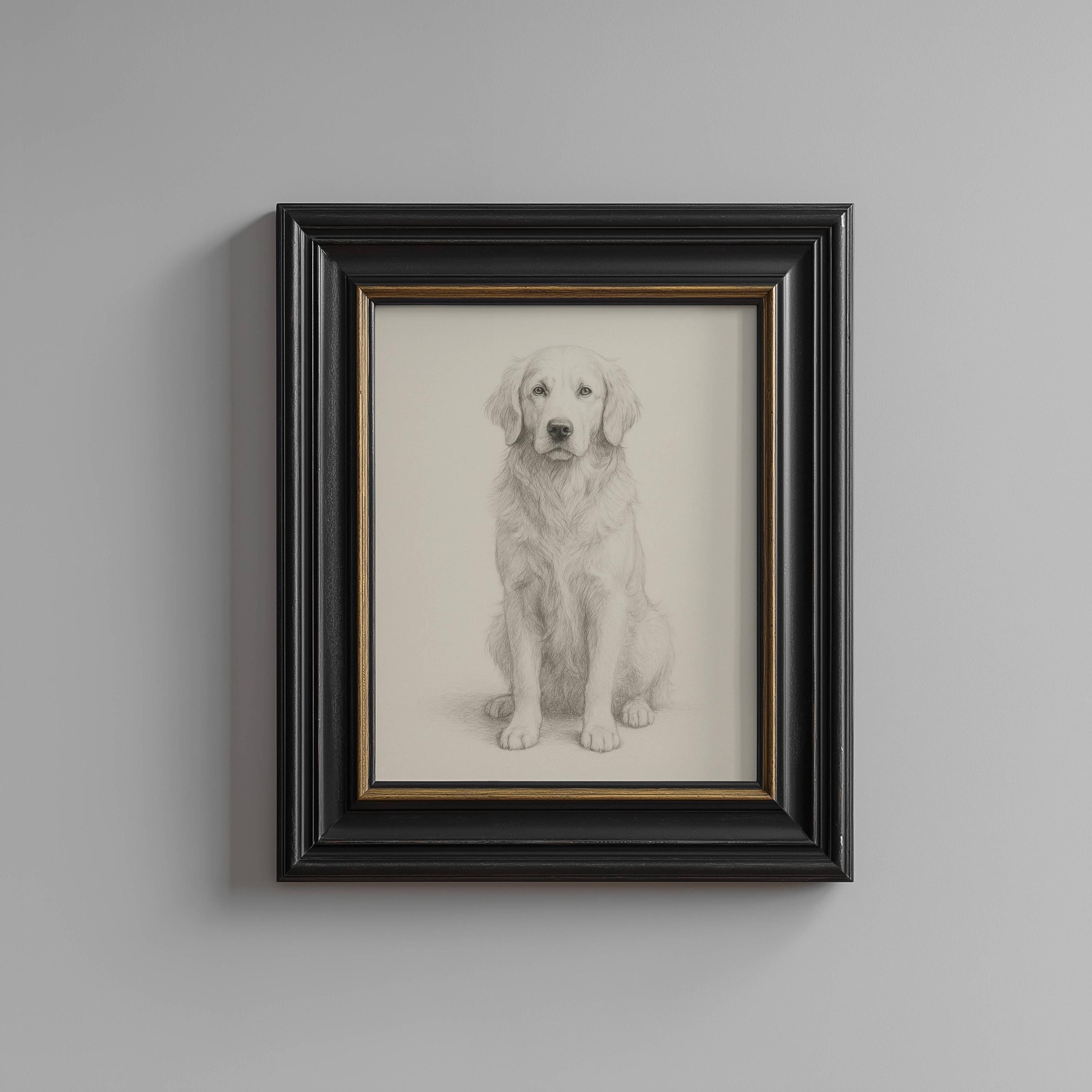 ゴールデンレトリバーアート鉛筆ペット肖像画犬好きへのギフトアイデア
