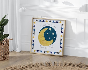 Moon and Stars Nursery Print: Baby Room Decor (Digital Download)