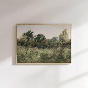 Vintage Wildflower Field Landscape Painting Vintage Meadow Landscape Art Print Country Field Wall Art Country Field Landscape Oil Painting