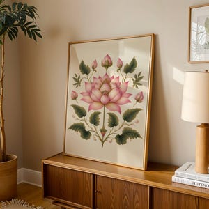 Pichwai Malerei Indische Wandkunst Lotus Blume Druck Meditationsraum Dekor Gebetsraum Dekor Traditionelle Indische Kunst Zen Home Yoga Studio Geschenk