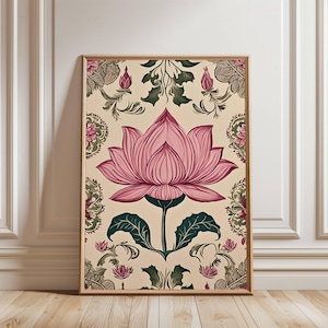 Pichwai Malerei Indische Wandkunst Lotus Blume Druck Meditationsraum Dekor Gebetsraum Dekor Traditionelle Indische Kunst Zen Home Yoga Studio Geschenk