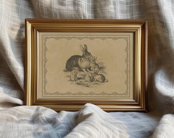 Vintage Rabbit Sketch Print Vintage Neutral Bunny Wall Art Country Farmhouse Decor Cute Antique Animal Sketch Nursery Wall Art PRINTABLE ART