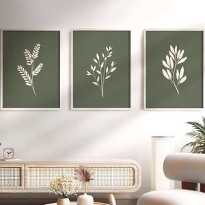 Green Floral Prints Set Of 3 Sage Green Wall Art Botanical Floral Illustration Trendy Home Decor Cottagecore Wall Art Floral Printable