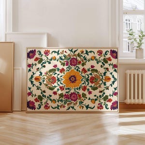 Floral Print Indian Folk Art Traditional Indian Floral Printable Wall Art Indian Vintage Pichwai Painting Floral Poster Living Room Decor