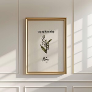 Birth Month Flower Print Lily Flower Wall Art May Floral Wall Decor Rustic Cottagecore Home Decor Floral Poster DIGITAL DOWNLOAD