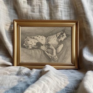 Vintage Dog Sleeping Painting Dog Antique Decor Vintage Dog Wall Print Dog Print Wall Decor Moody Animal Wall Art Sleeping Dog Oil Painting