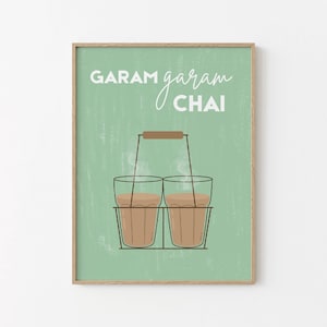 Masala Chai Print Indischer Tee Poster Teeliebhaber Geschenk Küche Wandkunst Indischer Kunstdruck Cafe Druck Indisches Zitat Wandkunst Typografie Wanddekor
