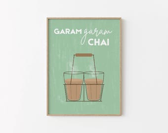 Masala Chai Print Indian Tea Poster Tea Lovers Gift Kitchen Wall Art Indian Art Print Cafe Print Indian Quote Wall Art Typography Wall Decor