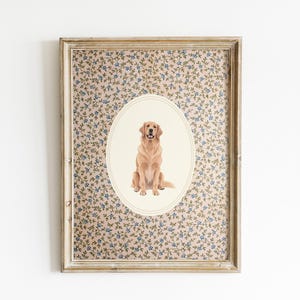 Vintage floral Golden Retriever Art Nursery Print Baby Girl Nursery Dog Nursery Print Pink Floral Nursery Wall Art Nursery Girls Room Decor