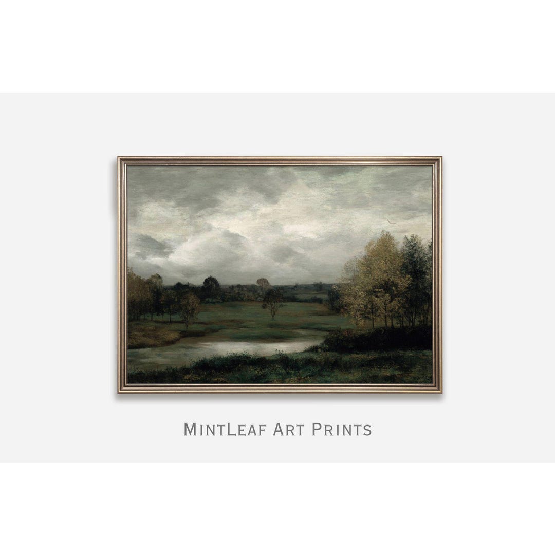 Autumn Landscape Wall Art Print, Fall Oil Painting Style, Moody Nature ...