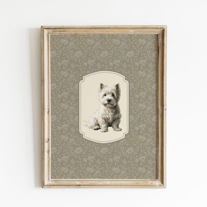 Vintage Style Dog Print Nursery Decor Highland White Terrier Vintage Style Dog Wall Art Antique Dog Art Sketch Art Animal Printable Wall Art