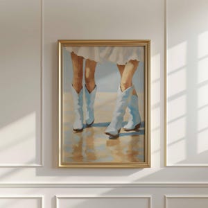 Coastal Cowgirl Printable Poster Blue Boots Trendy Wall Art Preppy Western Cowgirl Dorm Room Wall Art Decor Girly Apartment Aesthetic Decor