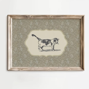 Vintage Cat Print Nursery Decor Floral Vintage Floral Cat Felix Wall Art Antique Cat Art Sketch Nursery Art Animal Printable Wall Decor
