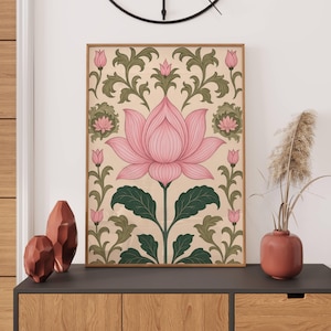 Pichwai Malerei Indische Wandkunst Lotus Blume Druck Meditationsraum Dekor Gebetsraum Dekor Traditionelle Indische Kunst Zen Home Yoga Studio Geschenk