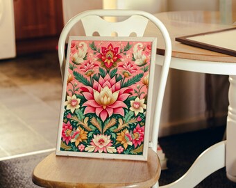 蓮のプリント インドのフォークアート 伝統的なインドの蓮のプリント